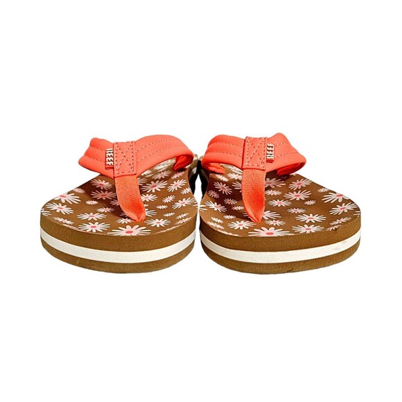 Reef Sandals Daisy Print Flip Flops Kids- Size 2 - Picture 6 of 7